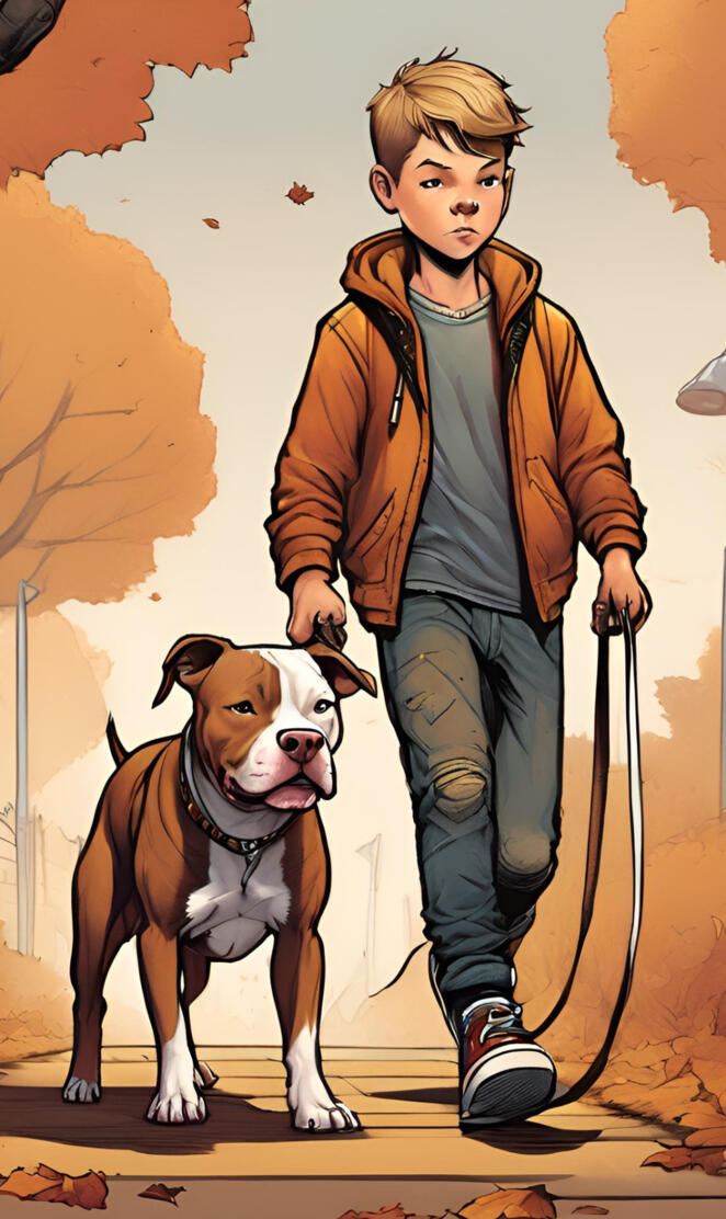 Boy and his American Pit Bull Terrier