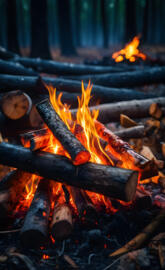 a fire burning in a pit