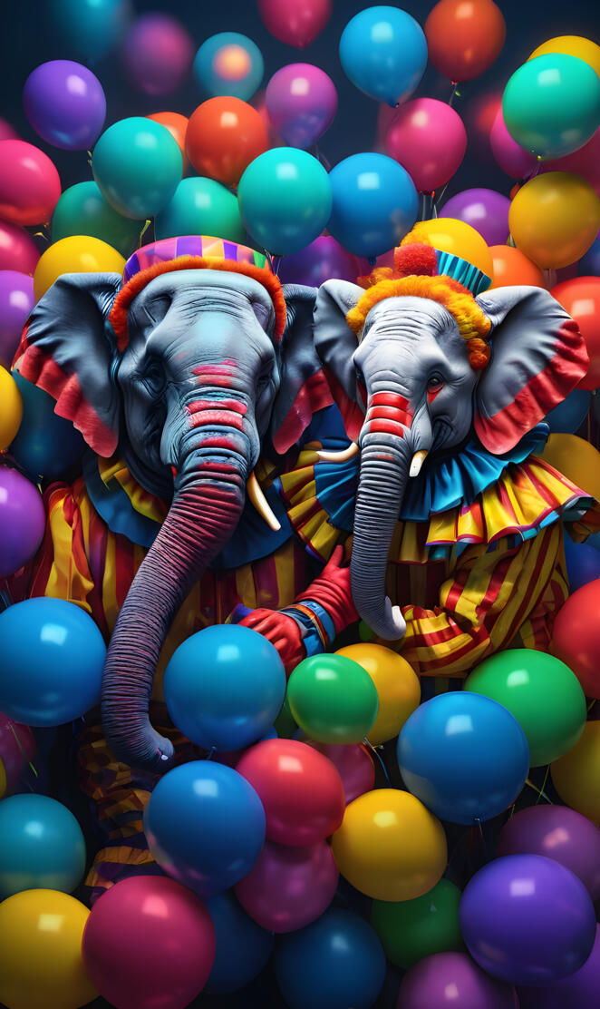 elephants in a ball pit