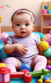 a baby sitting in a ball pit