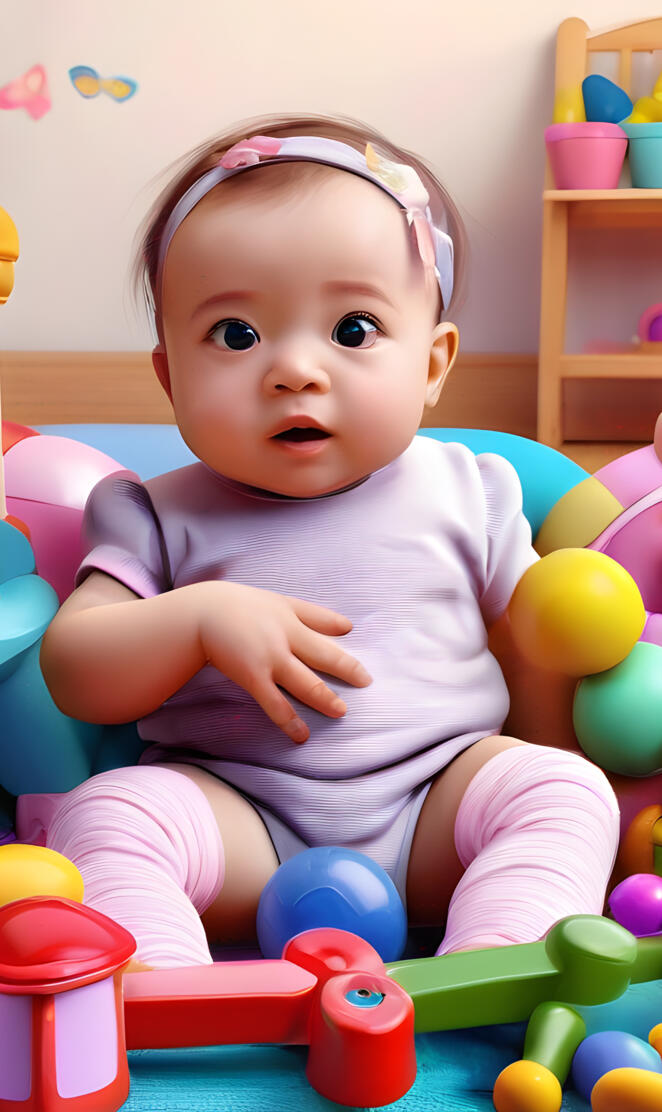 a baby sitting in a ball pit