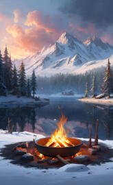 a fire pit in the snow