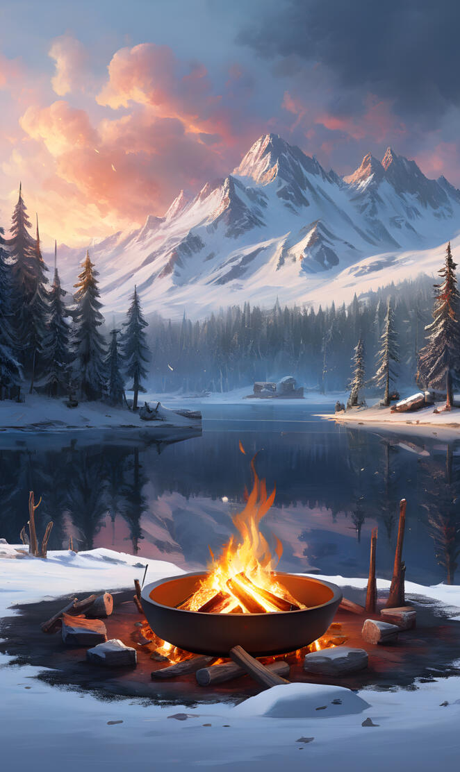 a fire pit in the snow