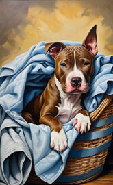 a dog lying on a chair