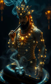 cosmic hero using cigar compass in snake pit