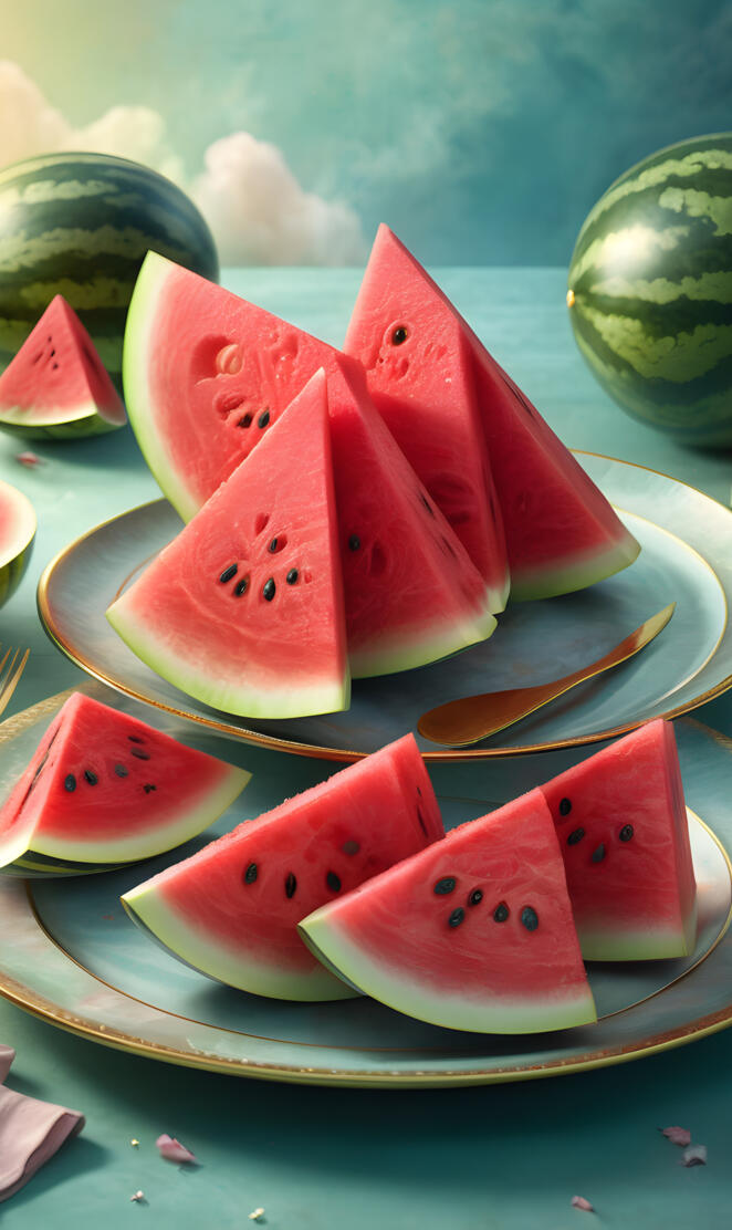 a plate of watermelon slices