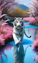 white bangle tiger in a surreal world