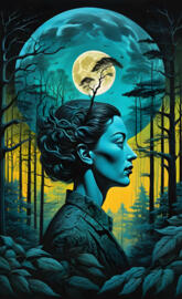 Surreal double exposure illustration, blending the vibrant nature of t