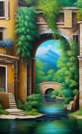 a pool in a courtyard