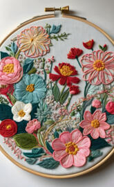 embroidery hoop floral flowers in pretty colours