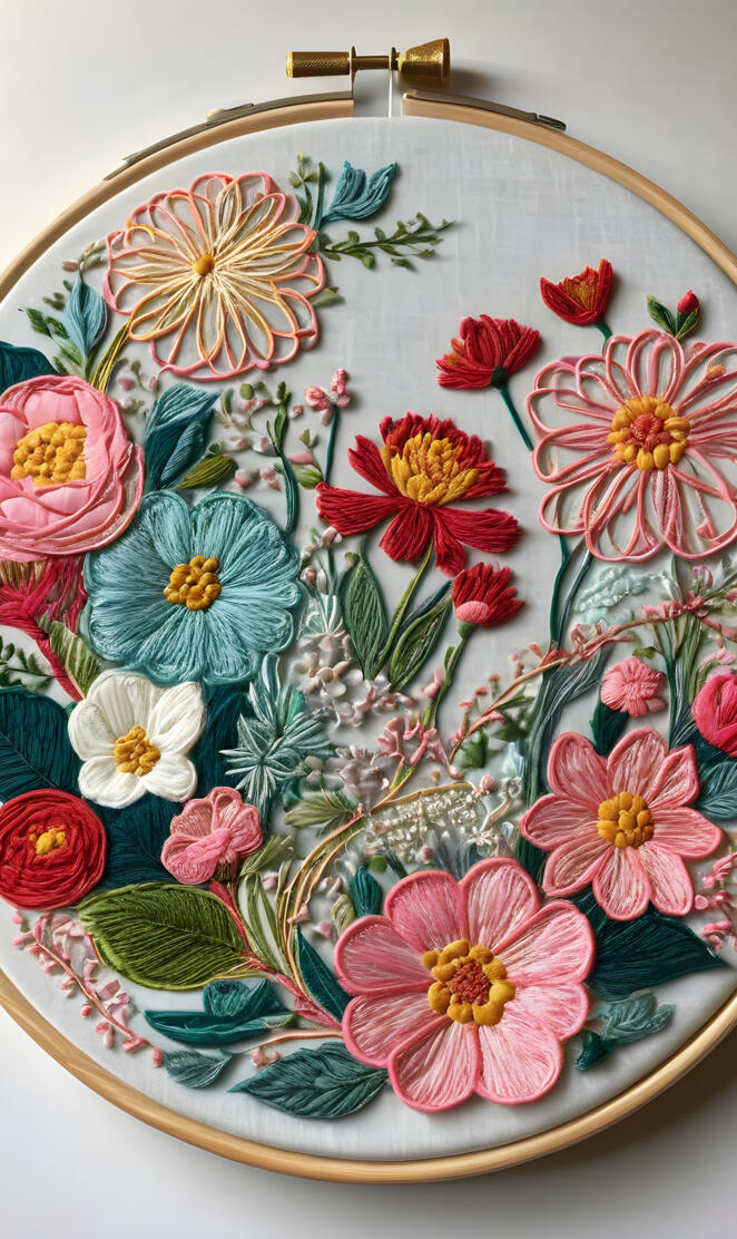 embroidery hoop floral flowers in pretty colours