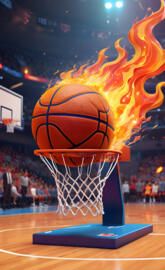 a large sculpture of a basketball hoop