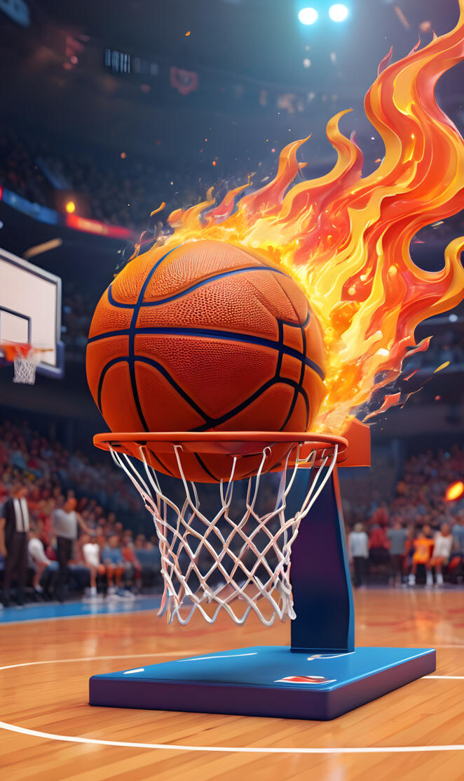 a large sculpture of a basketball hoop