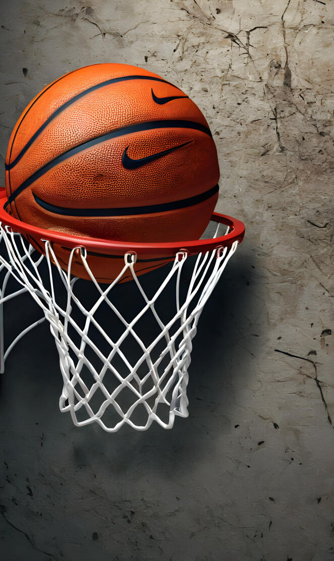 a basketball hoop with a face drawn on it