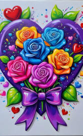 roses heart ,bow wallpaper