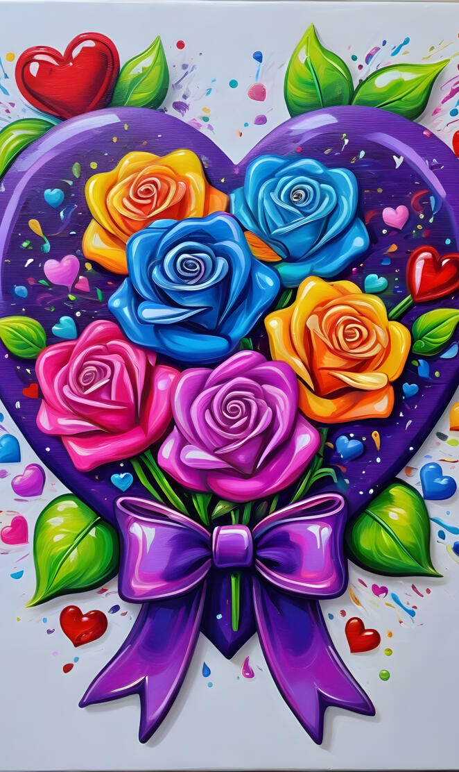 roses heart ,bow wallpaper