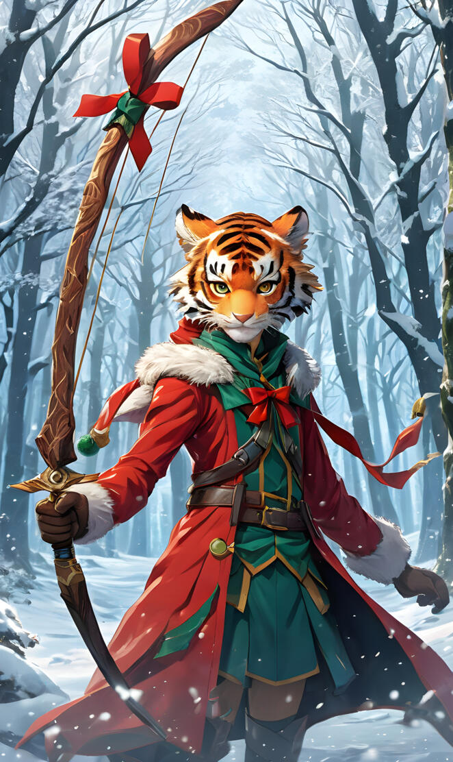 Rakasta cub practice winter archer