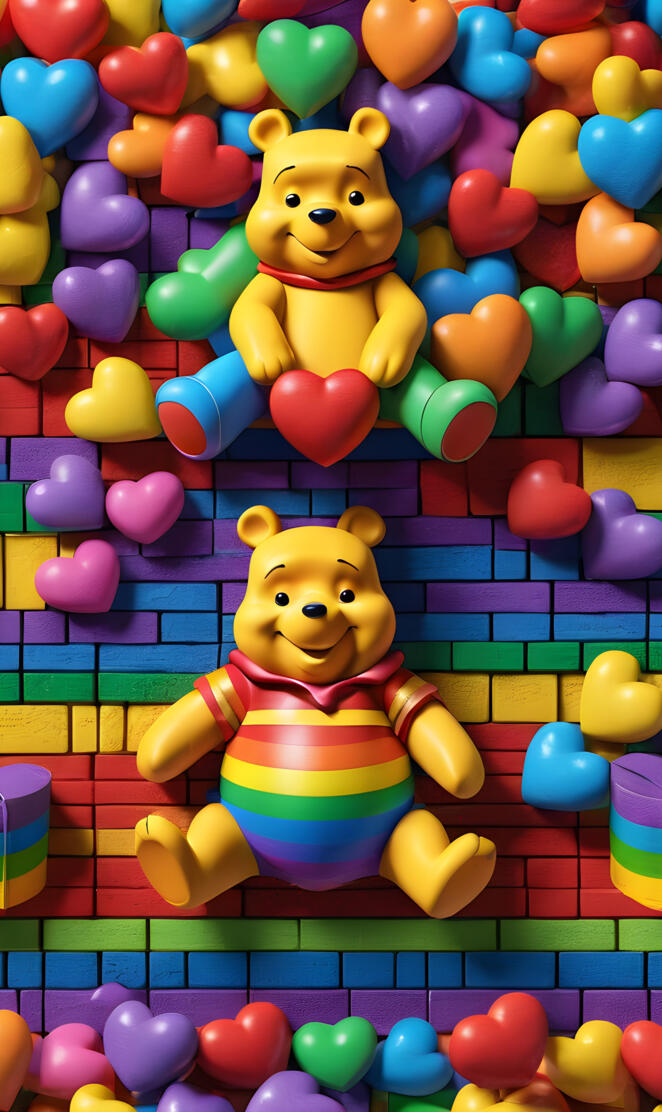 a couple of stuffed animals in a ball pit with colorful balloons