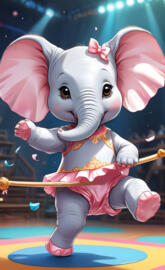 a pink elephant with a pink bow