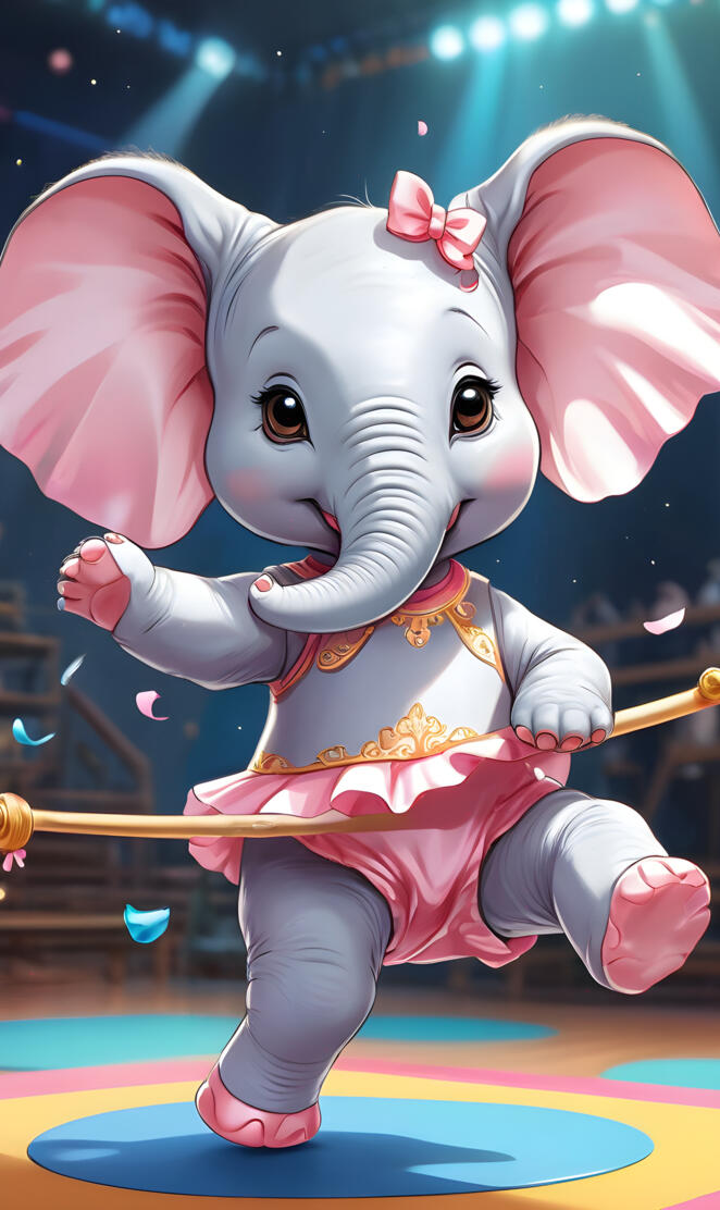 a pink elephant with a pink bow