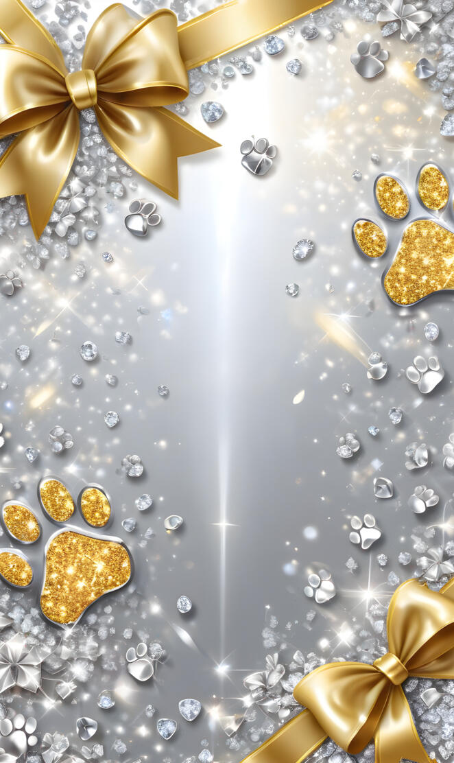 paw prints and gold bow