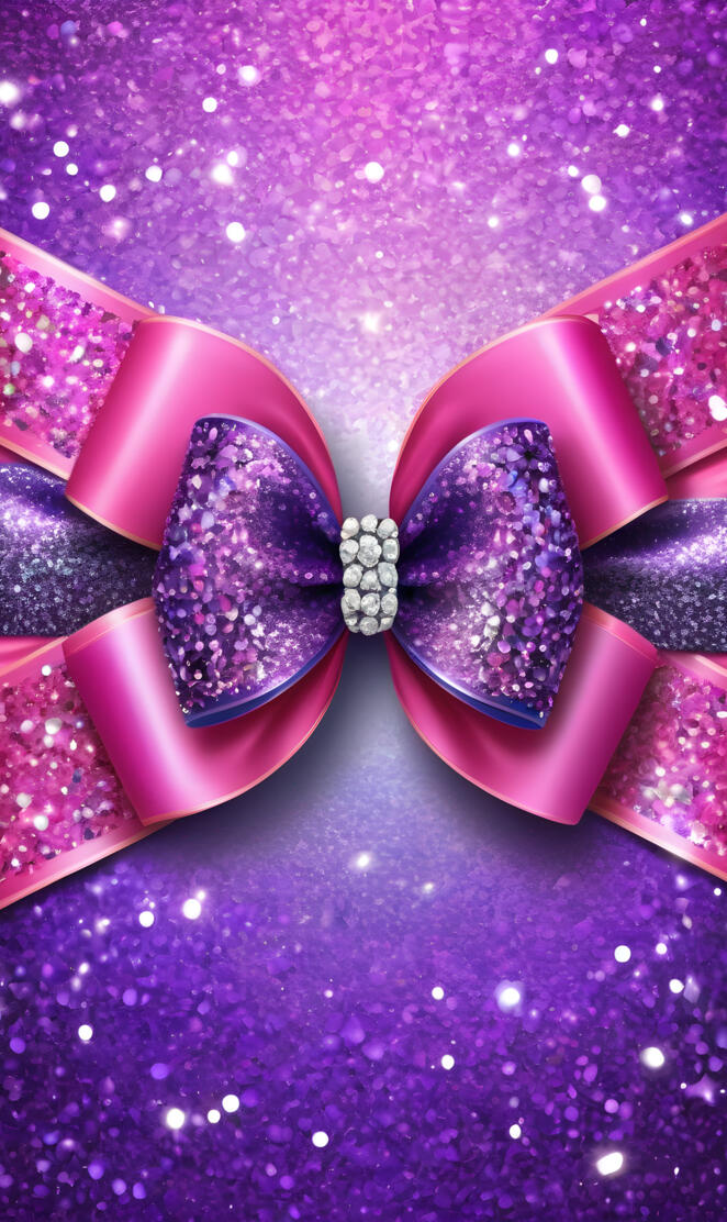 purple sparkly ribbon with bow