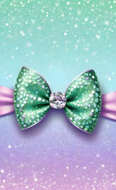 green sparkling ribbon with bow
