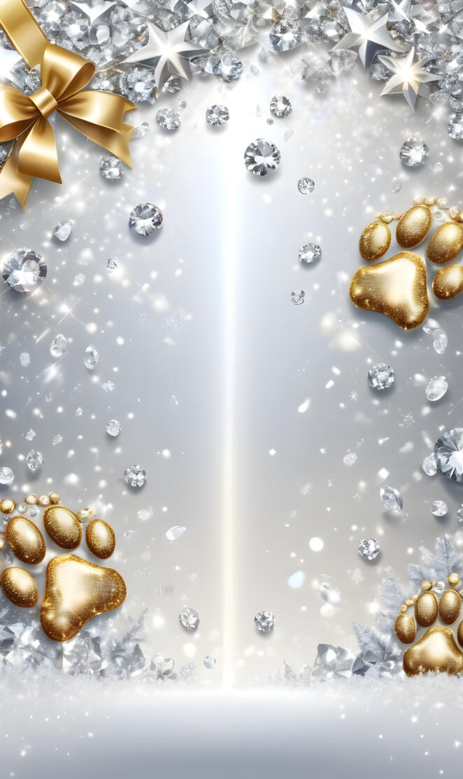 silver and gold paws and bows