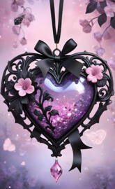 hanging ornament purple hearts