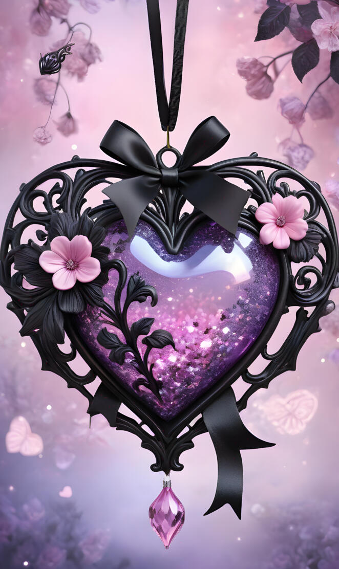 hanging ornament purple hearts