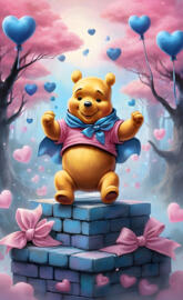 a yellow teddy bear on a bench