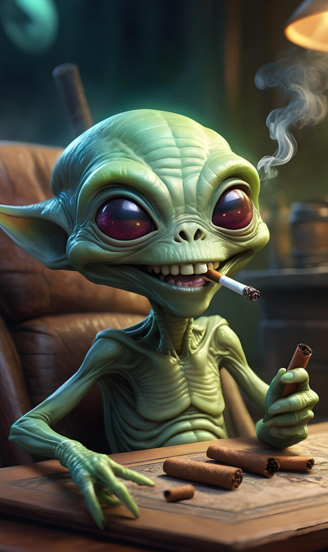 Alien rolling blunts