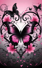 Stained Japanese scrollwork etched GlassButterflies 🦋 Hearts ❤️ Flowe