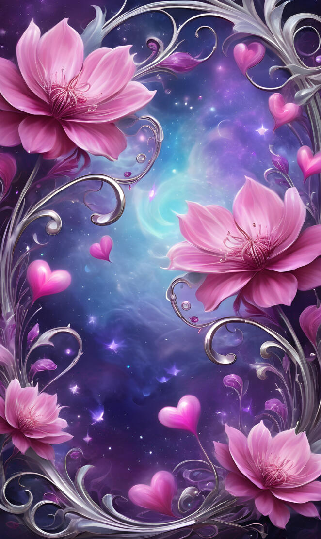 jPink flowers,and hearts