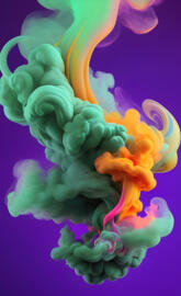 sage green pink cloud, smoke swirl