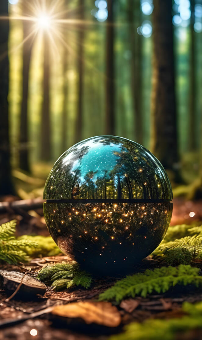 sparkling sphere in the woods