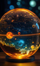 3D laser engraved solar system