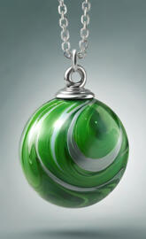 green marble hanging on a silver chain