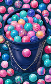 a bucket full of marbles