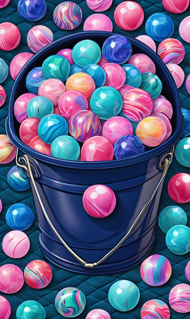 a bucket full of marbles