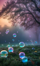 a tree with many bubbles in it