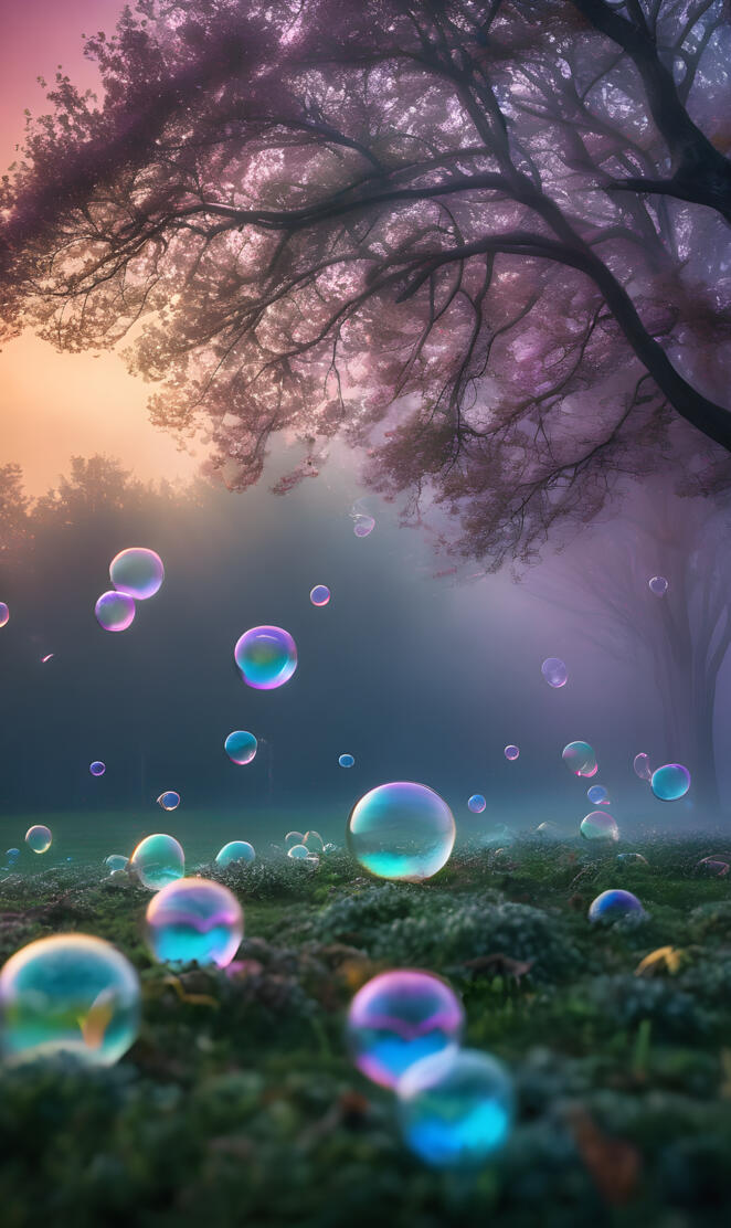 a tree with many bubbles in it