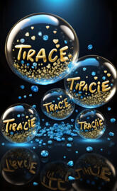 name bubbles and gold with blue diamonds