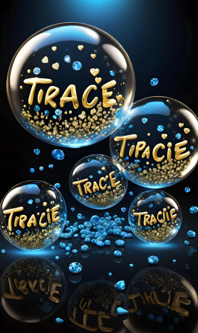 name bubbles and gold with blue diamonds