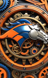 Steam Punk, Denver Broncos insignia, logo, orange, blue,