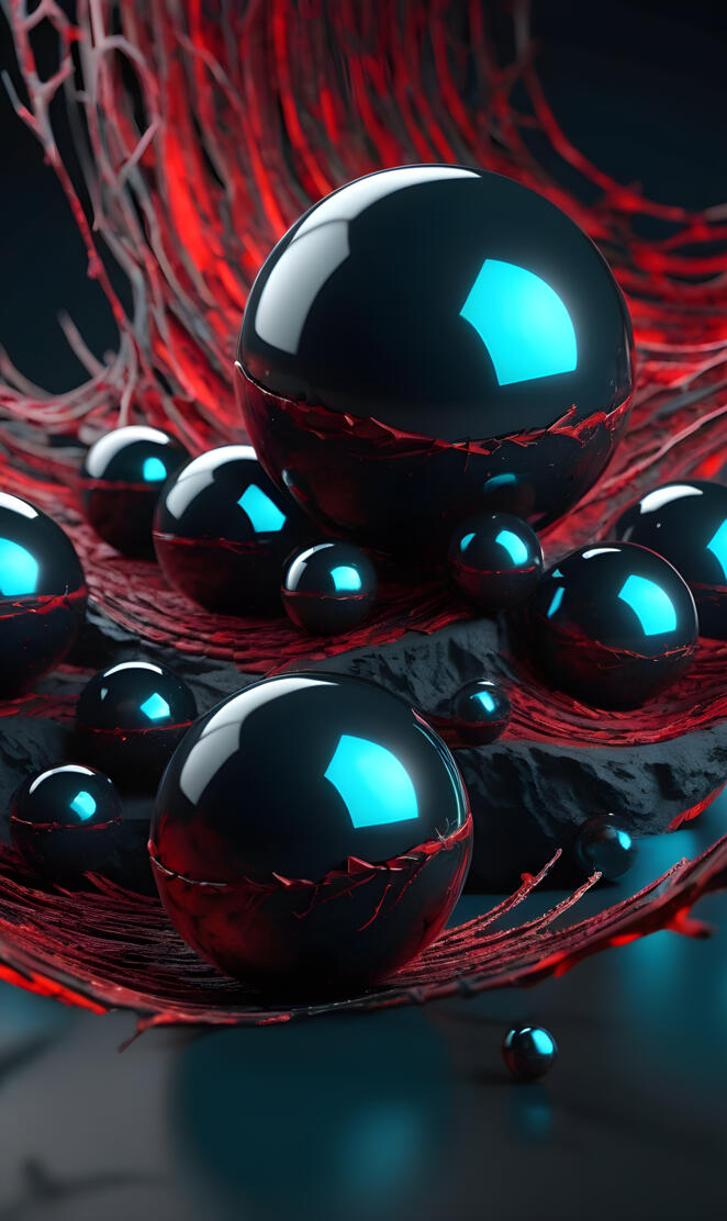 spheres red cracks
