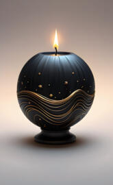 black candle with stars on it