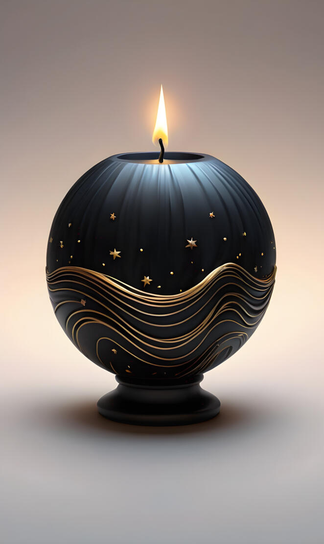 black candle with stars on it