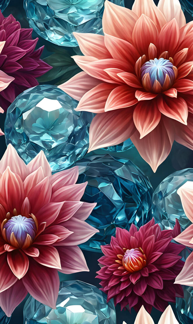 Dahlias with Crystal Spheres
