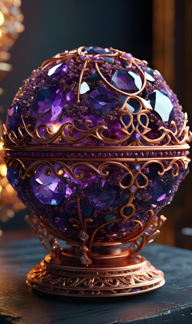 amethyst and copper sphere